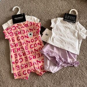 Converse Pink and White Nike purple Set baby girl 3 month NWT